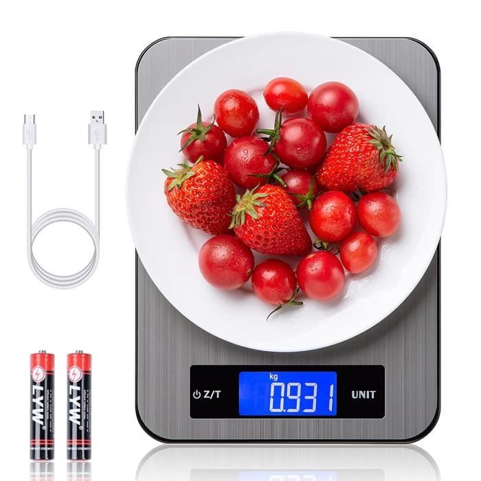 LICHUXIN Balance de Cuisine, 30kg/1g pèse Aliment Cuisine Precis, avec PCS et Tare Fonction Professionnelle Balance Cuisine Boulangerie, 6 Unités g,oz,LB,kg,TL,CT avec Écran LCD Électronique Balances