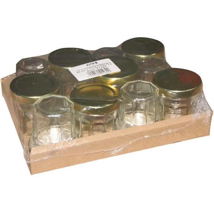 Confituriers - ARTUB - Lot de 12 - 44 ml - Couvercle doré - Verre