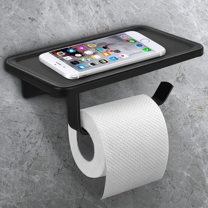Porte Papier Wc Avec Etagère Derouleur Papier Toilette Murale Porte Rouleau Wc Aluminium Sans Percage Adhesif Pour La Cuisine[u5016] - Bricolage