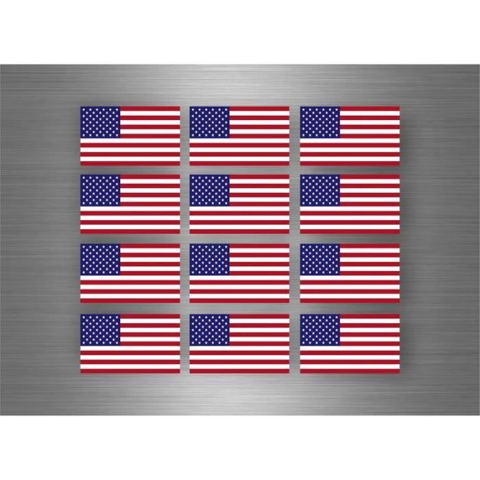 2 x Autocollant sticker voiture moto vinyl drapeau USA americain florida 