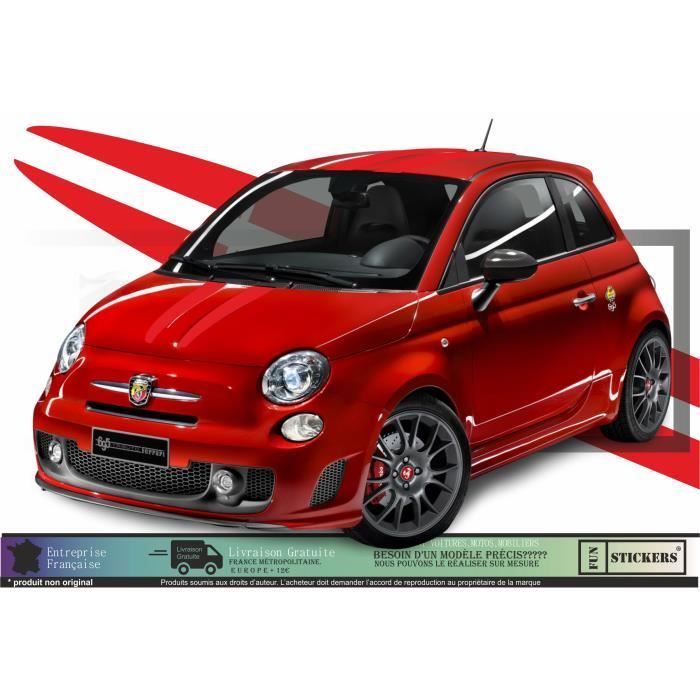 Fiat 500 - ROUGE - Kit complet abarth Capot hayon toit - Tuning Sticker Autocollant Graphic Decals