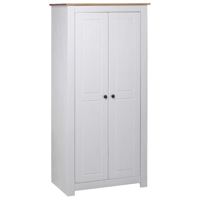 Armoire Rangement Chambre Penderie Scandinave Garde Robe Porte Vetements Blanc 80x50x171 5 Cm Pin Massif Assortiment Panama Achat Vente Armoire De Chambre Armoire Rangement Chambre Cdiscount
