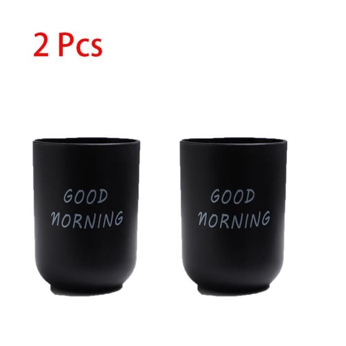 Lot De 2 Gobelets à Brosse à Dents Aililong - Design "Good Morning", Plastique PP, 330 Ml | Pour Salle De Bain, Voyage
