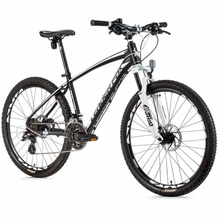 Vélo Musculaire VTT 26 Leader Fox Factor 2022 Noir Mat-Blanc 8V Cadre Alu 18 Pouces