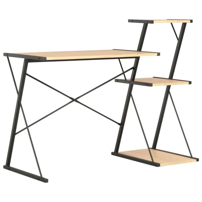 Bureau - VIDAXL - 20289 - Noir et chêne - 116x50x93 cm - Panneaux de particules mat