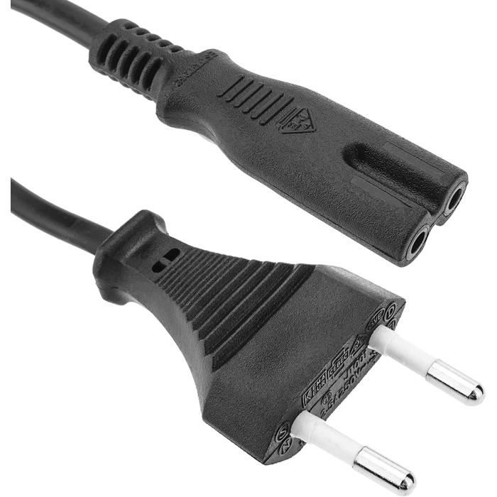 Câble d'alimentation électrique IEC-60320 3m. Fiche C7 Femelle à Bipolaire  mâle [307] - Cdiscount Informatique