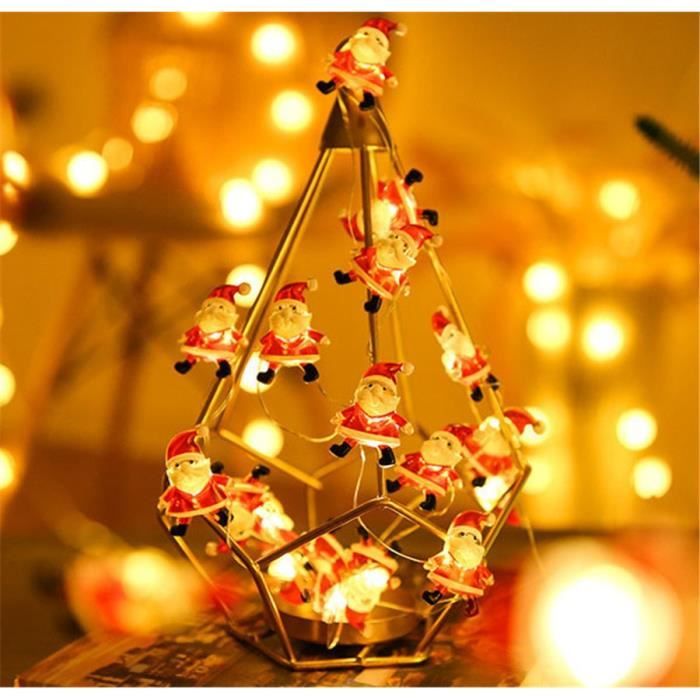Guirlande Lumineuse De Noël 2m Avec Figurines (Père Noël, Bonhomme De Neige) | 100 LEDs Blanc Chaud, 8 Modes, Minuterie | Décoration Intérieure/Extérieure IP65 Pour Sapin, Cheminée