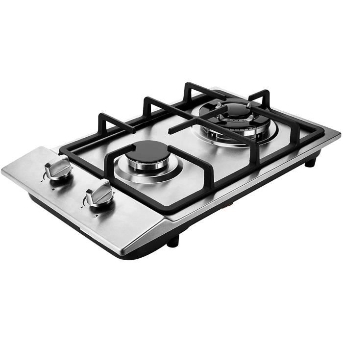 GJCrafts Plaque de Cuisson Gaz 2 brleurs en Acier Inoxydable de 12