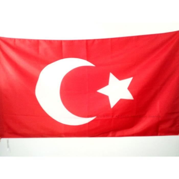 Drapeau De Table Empire Ottoman - 21x14 Cm Sur Hampe 25 Cm - 100% Polyester, Socle Noir Inclus - Décoration Bureau, événement