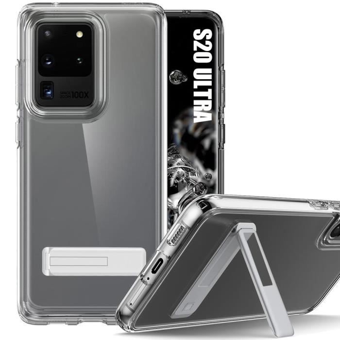 Coque Antichoc pour Samsung Galaxy S20 Ultra - Protection TPU Transparent  avec Anneau Argenté