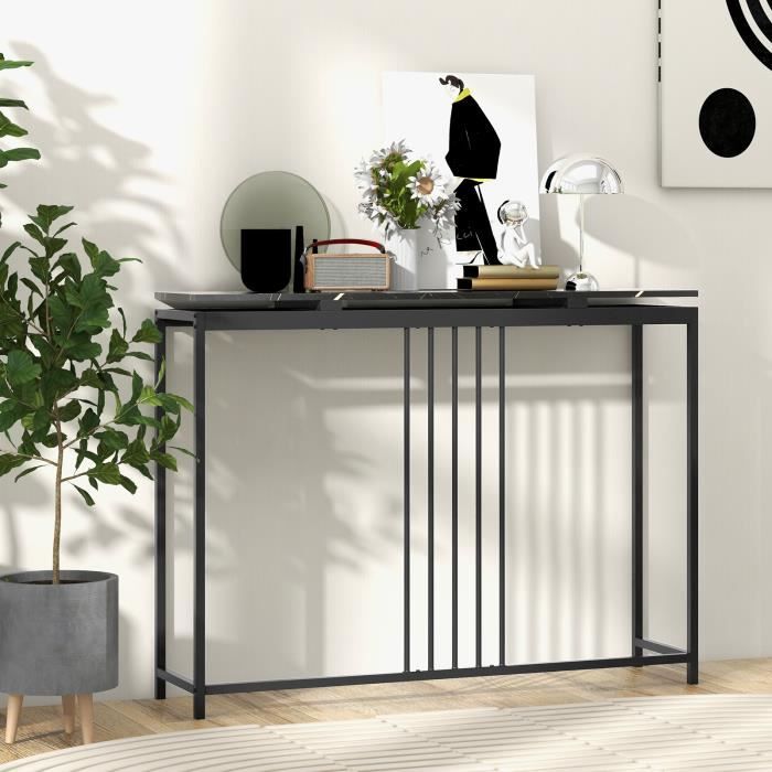 COSTWAY Console Meuble dEntrée Effect Marbre - 120 x 30 x 90 CM (L x l x H) Cadre en Acier - Style Moderne Simple Noir COSTWAY Console Meuble dEntrée Effect Marbre - 120 x 30 x 90 CM (L x l x H) Cadre en Acier - Style Moderne Simple Noir