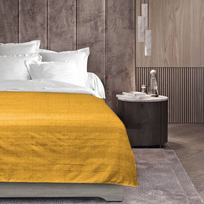 Plaid enroulable 180 x 220 cm polycoton Lucile Jaune curry Plaid enroulable 180 x 220 cm polycoton Lucile Jaune curry