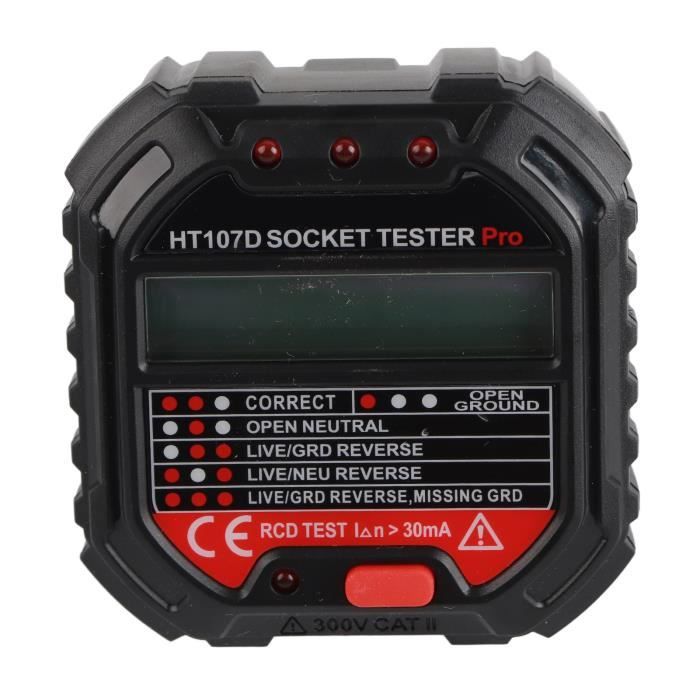 Zerone Testeur de sortie HT107D LCD testeur de prise de courant à affichage numérique outil de Zerone Testeur de sortie HT107D LCD testeur de prise de courant à affichage numérique outil de
