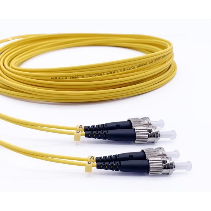 Elfcam® Câble Fibre Optique ST/UPC Vers LC/UPC OM3 Multimode Duplex 50/125µm LSZH 10G - 5 Mètres