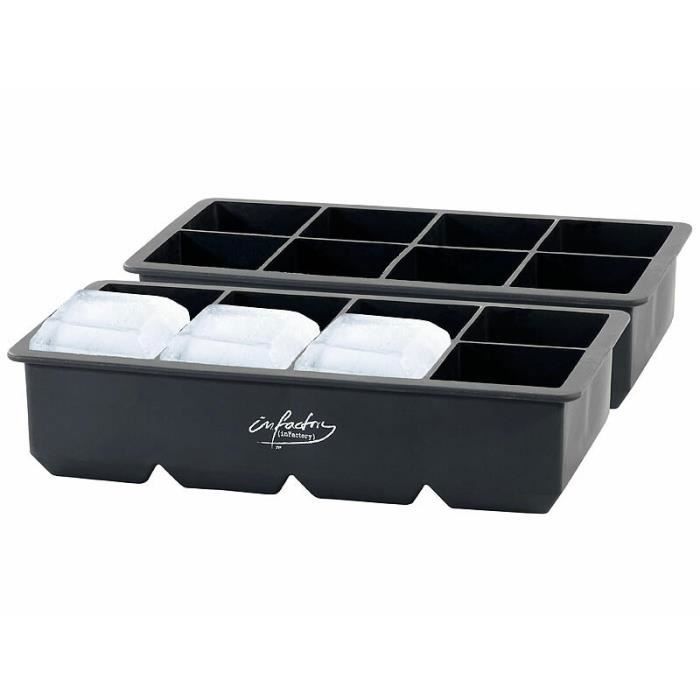 Lot De 3 Bacs à Glaçons En Silicone Avec Couvercle - Glaçons Carrés 3.5 Et 4.8 Cm - Sans BPA, Lavables Lave-vaisselle