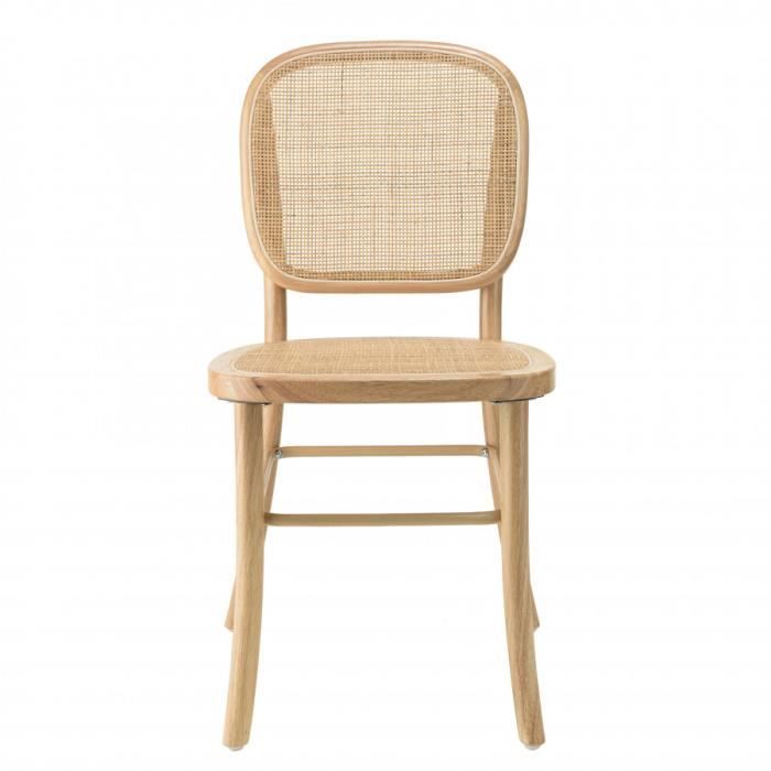 MACABANE ALBANE - Chaise en bois d'Hévéa, dossier et assise en rotin naturel