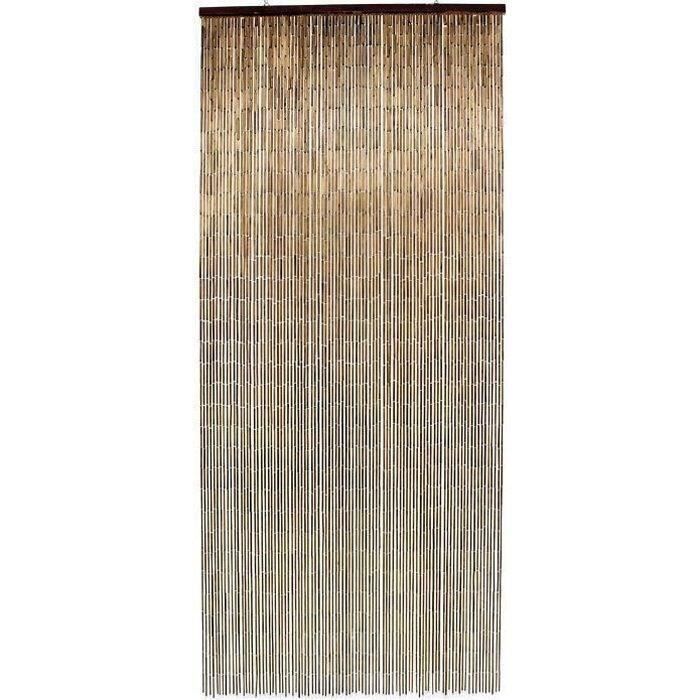 Rideau de porte Acajou bâtonnets bambou vernis - 90x200 cm