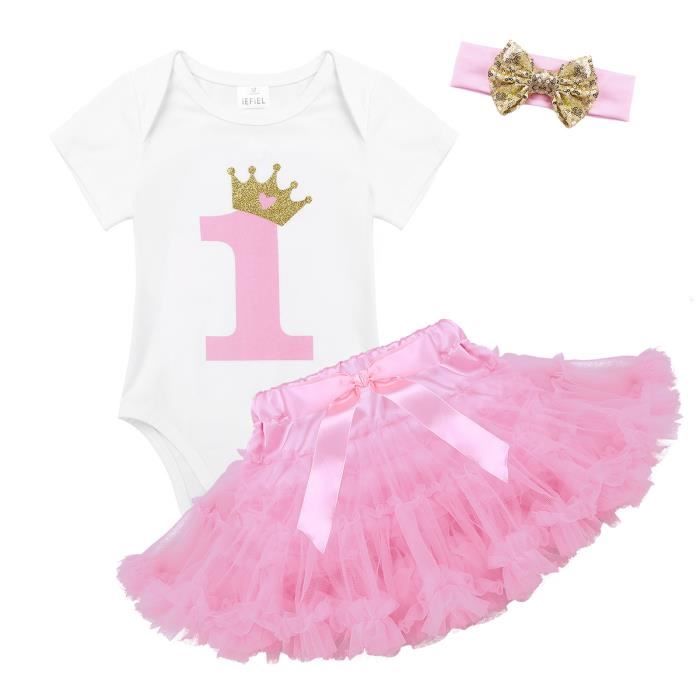 Vetements Body Bebe Filles Petite Princesse Anniversaire Costume 9 18 Mois Fete Anniversaire Tutu Jupe Et Bandeau Rose Cdiscount Pret A Porter