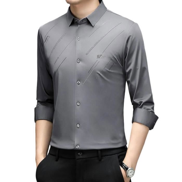 Chemise Homme Chevignon Rayures Brodée - Coton Gris, Taille M, Très Bon état Occasion Décontracté