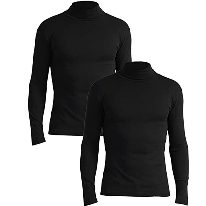 Pull Homme,Lot de 2,M-XXL Col roulé Pull Hommes Manche longue  Pull-Over,pullover, Hiver Noir