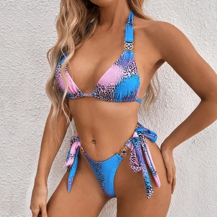 Riou Maillot De Bain Sexy Pour Femme Grandes Tailles XXL Réducteur Push Up Monokini Halter Col Volant Imprimé Floral Taille Haute Été Maillot De Bain Vêtements De Plage Séchage Rapide Fête