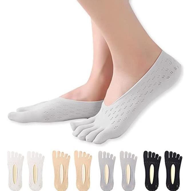Lot De 4 Paires De Chaussettes Antidérapantes Pour Femme – Yoga, Pilates, Fitness – Couleurs Assorties, Semelle Grip - 8