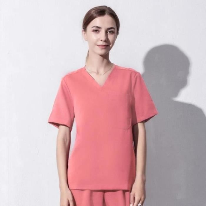 Blouse Médicale Femme Courte En Coton - Manches Courtes - Col V - Poches Pratiques - Infirmière, Soignant - 4