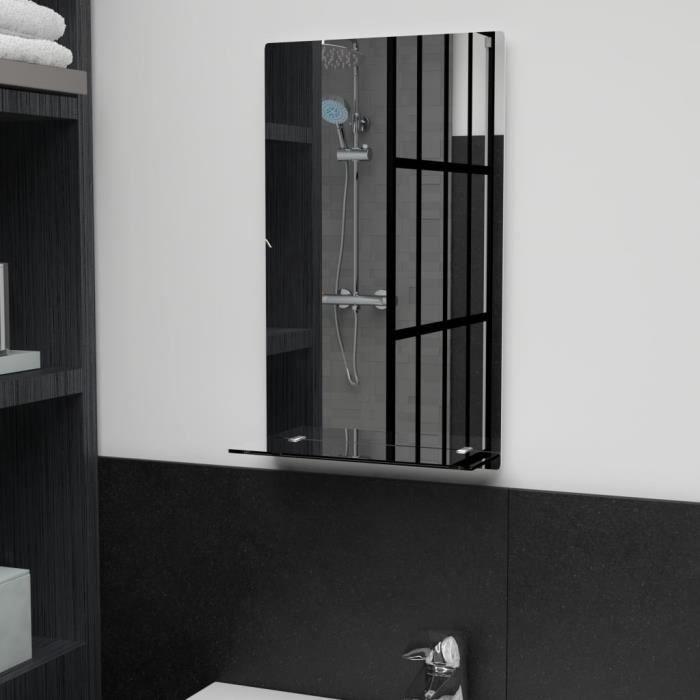 638®Elégant Argent30 x 50 cm Luxe Miroir mural MODERNE - Miroir DE Salle de bain Salon Chambre avec étagère 30x50 cm Verre trempé