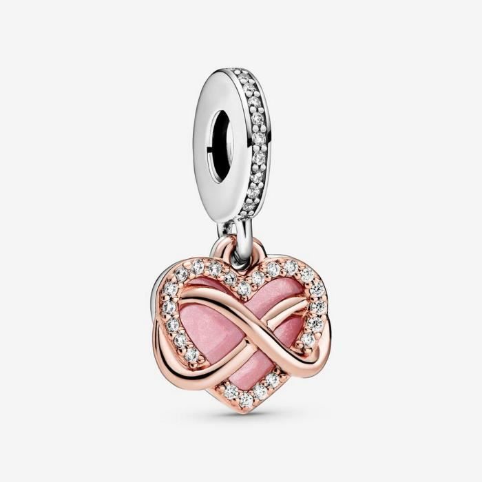 Charm - PANDORA - Coeur Rose et Infini - Or Rose 14 Carats - Zircone Cubique - Femme