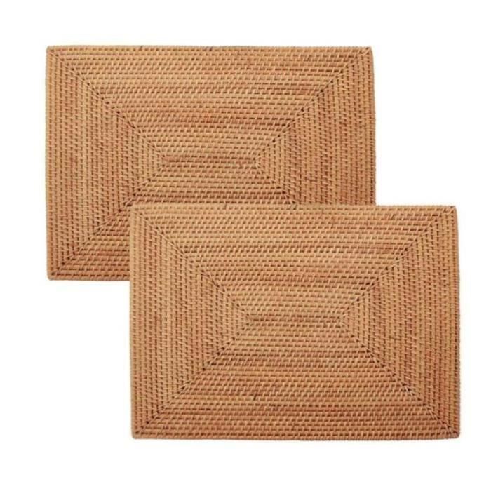 Dessous De Plat En Rotin Naturel - Lot De 4 - 20 Cm - Anti-dérapant Et Résistant à La Chaleur