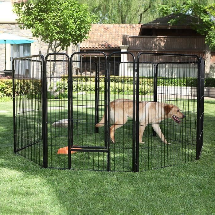 Comparer les prix de FEANDREA Luxe Parc Enclos pour Chiens Chiots Animaux de compagnie 80 x 100 cm Noir PPK81H