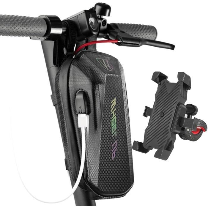 Kytpyi Sacoche Guidon Vélo 2L Imperméable - Sacoche Trotinette Électrique Avec Bandoulière Et Bande Réfléchissante (Gris)
