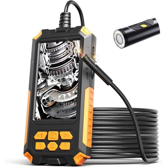 ILIHOME Caméra Endoscope Industriel Double Objectif, Camera Endoscopique 5mm, IPS de 4,3 Pouces