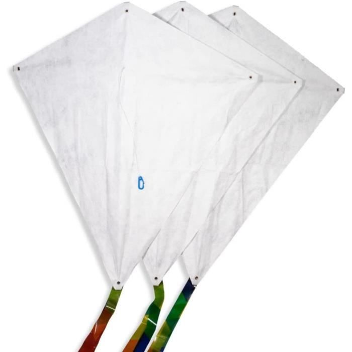Kit Cerfs-Volants CIM Fixi-M - 3 Cerfs-Volants à Monter - Toile Tyvek, Lignes 20m, Queues 250cm - Enfants 3+