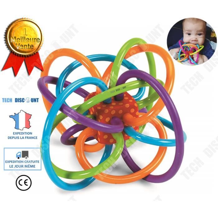 TD® jouet bebe a macher dentition a croquer eveil sensoriel enfant fille garcon pas cher educatif multicolore anneaux spirale sain