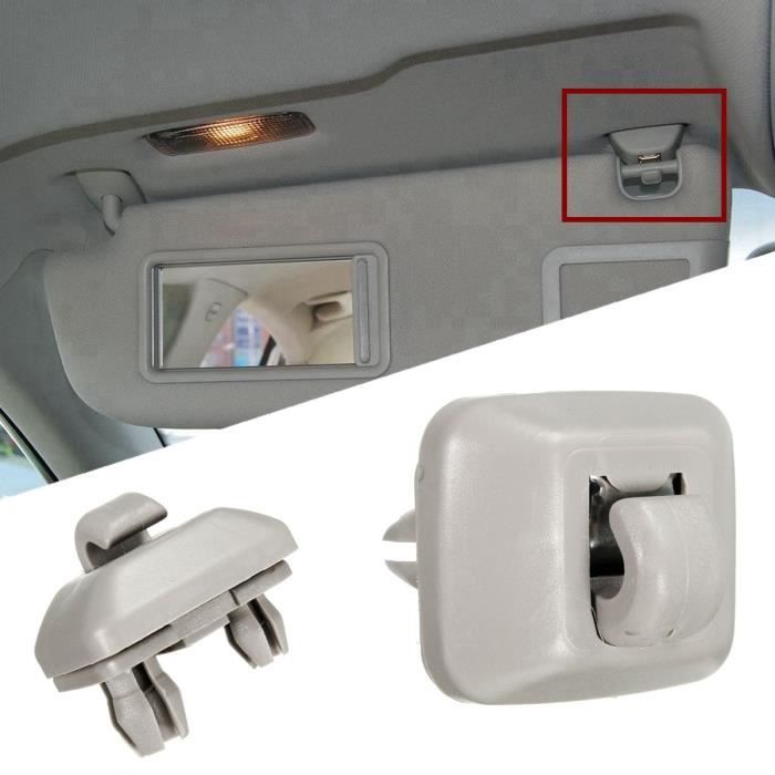 2 Crochets Pare-Soleil Voiture Gris – Clips Fixation Visor Hook Compatible Audi A1 A3 A4 A5 Q3 Q5 & Plus