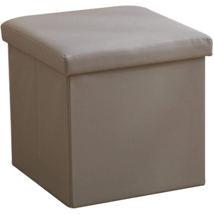 Lot De 2 Coffres Ottomans AHAQU – Repose-pieds Pliables Avec Rangement – Housse En Lin Gris – 30 X 30 X 30 Cm – Pour Salon Ou Chambre