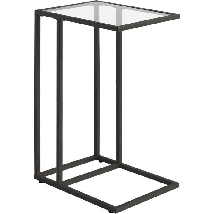 Table D'appoint En Forme C IBUYKE - Design Industriel Marron/Noir Pour Canapé, Chevet Et Petit Espace
