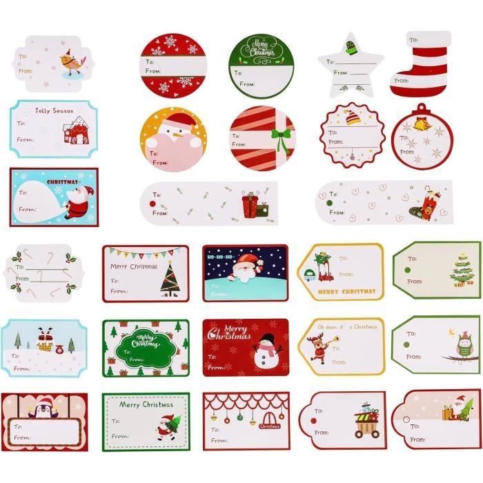 120pcs Autocollant Joyeux Noel, Etiquette Cadeau Noel