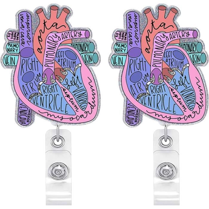 Porte-badge Rétractable En Forme De Cœur Avec Clip Et Mousqueton