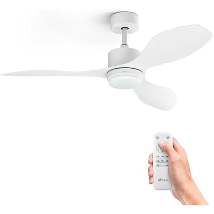 Ventilateur de Plafond UFESA Butan avec Lumière - 30W - 6 Vitesses - Ultra Silencieux - 3 Pales 122cm - Ufesa