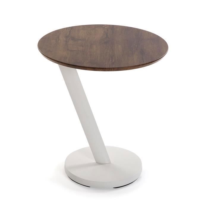 table d'appoint pour le salon temuka - 52,5 x 48 x 48 cm - table basse auxiliaire en bois et métal - marron et blanc - versa