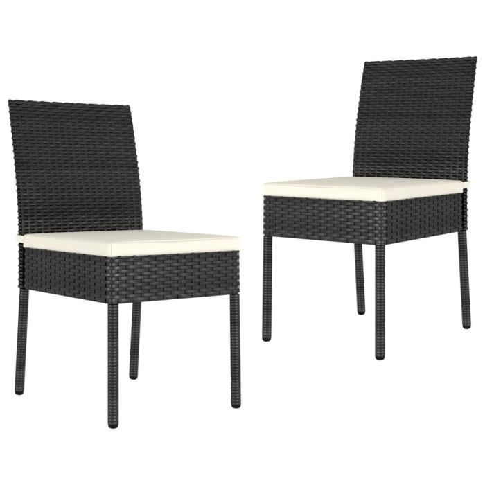 vidaXL Chaises de salle à manger de jardin 2 pcs Résine tressée Noir