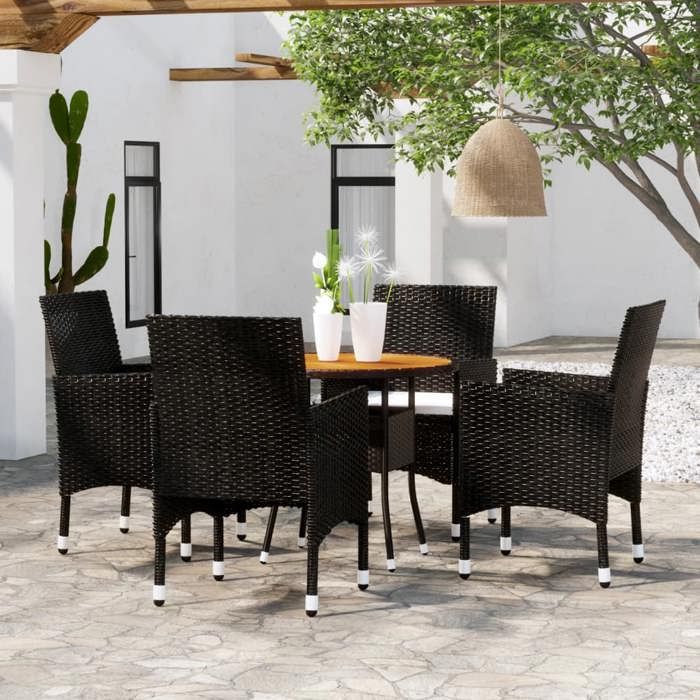 vidaXL Ensemble à manger 5 pcs Résine tressée - vue 4