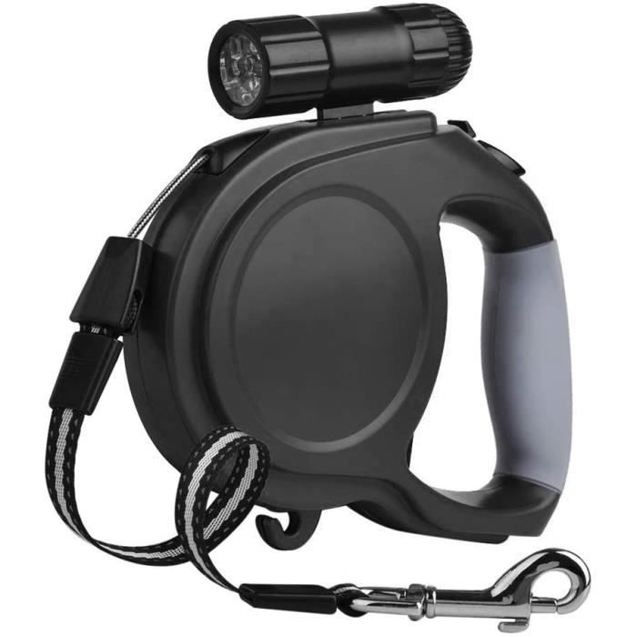 Meilleurs prix pour Laisse de Chien Rétractable, Laisse pour Chien Enrouleur, Ruban Solide en Nylon 8 M, avec Lampe de Poche