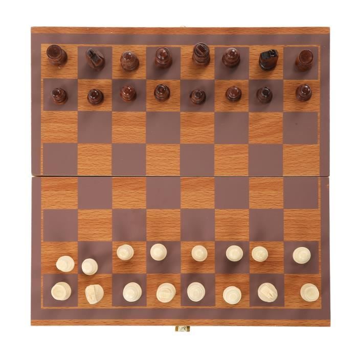 Jeu D'échecs En Bois Pliable 29 Cm – Mallette De Rangement – Neuf
