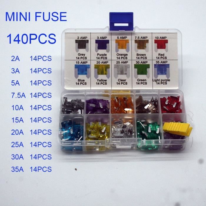 voiture, moto 5 A 7.5 A 10 A 15 A 20 A 25 A 30 A Set 20x Mini lame fusibles voiture, moto 5 A 7.5 A 10 A 15 A 20 A 25 A 30 A Set 20x Mini lame fusibles