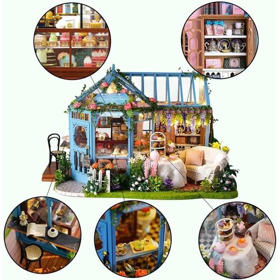 Maison de poupe en Bois Kit de Construction Woodcraft Green House Bricolage - Jouets ducatifs Mini Maison en Bois Set modle - Jeux - Jouets
