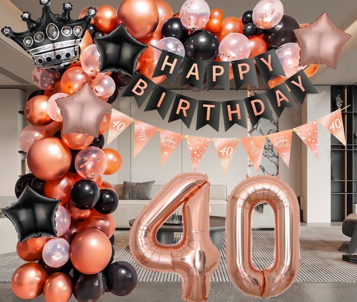 Ballons 40 Ans Anniversaire Femme Homme Décoration Noir Ballon 40 Ans