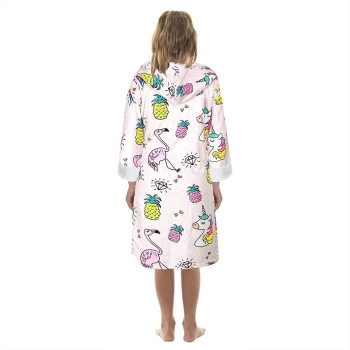 Peignoir de bain licorne enfant fille robe de chambre polaire doux